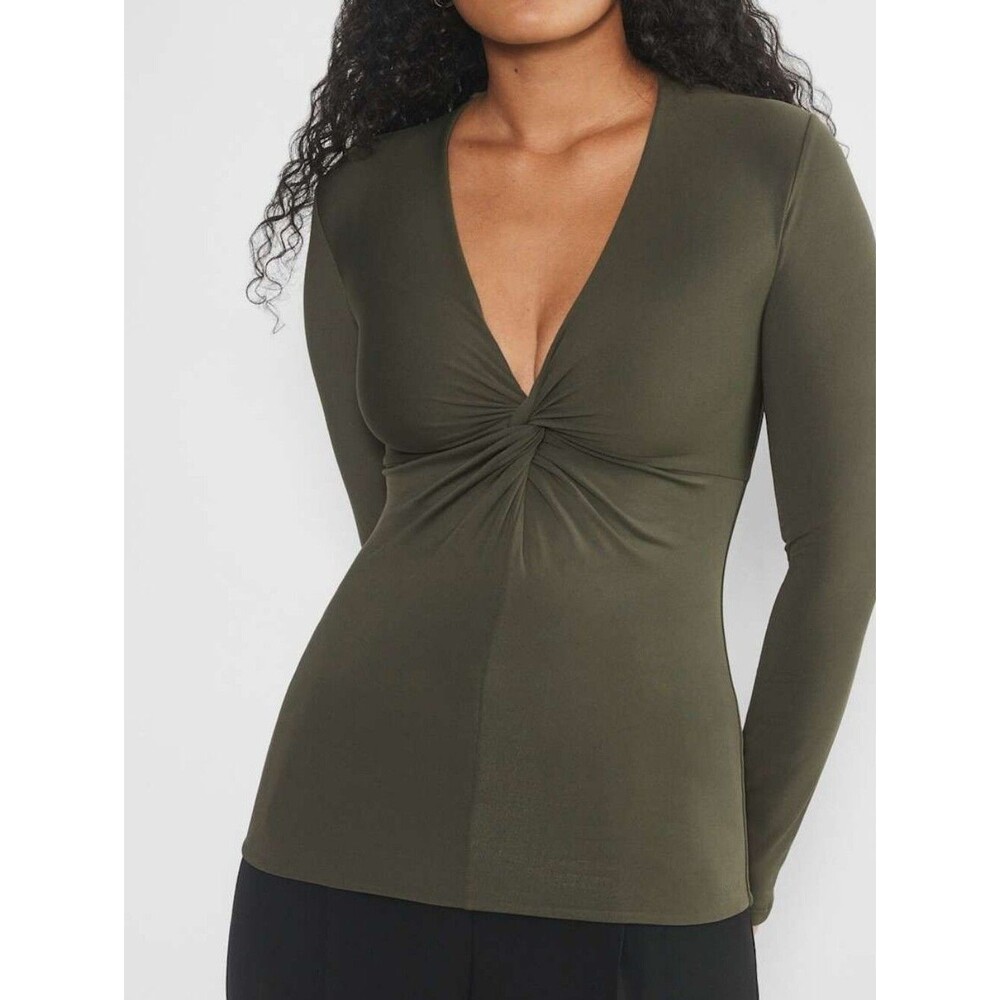 Aritzia Contour Malvina Longsleeve Twisted Front Blouse Small Supportive
